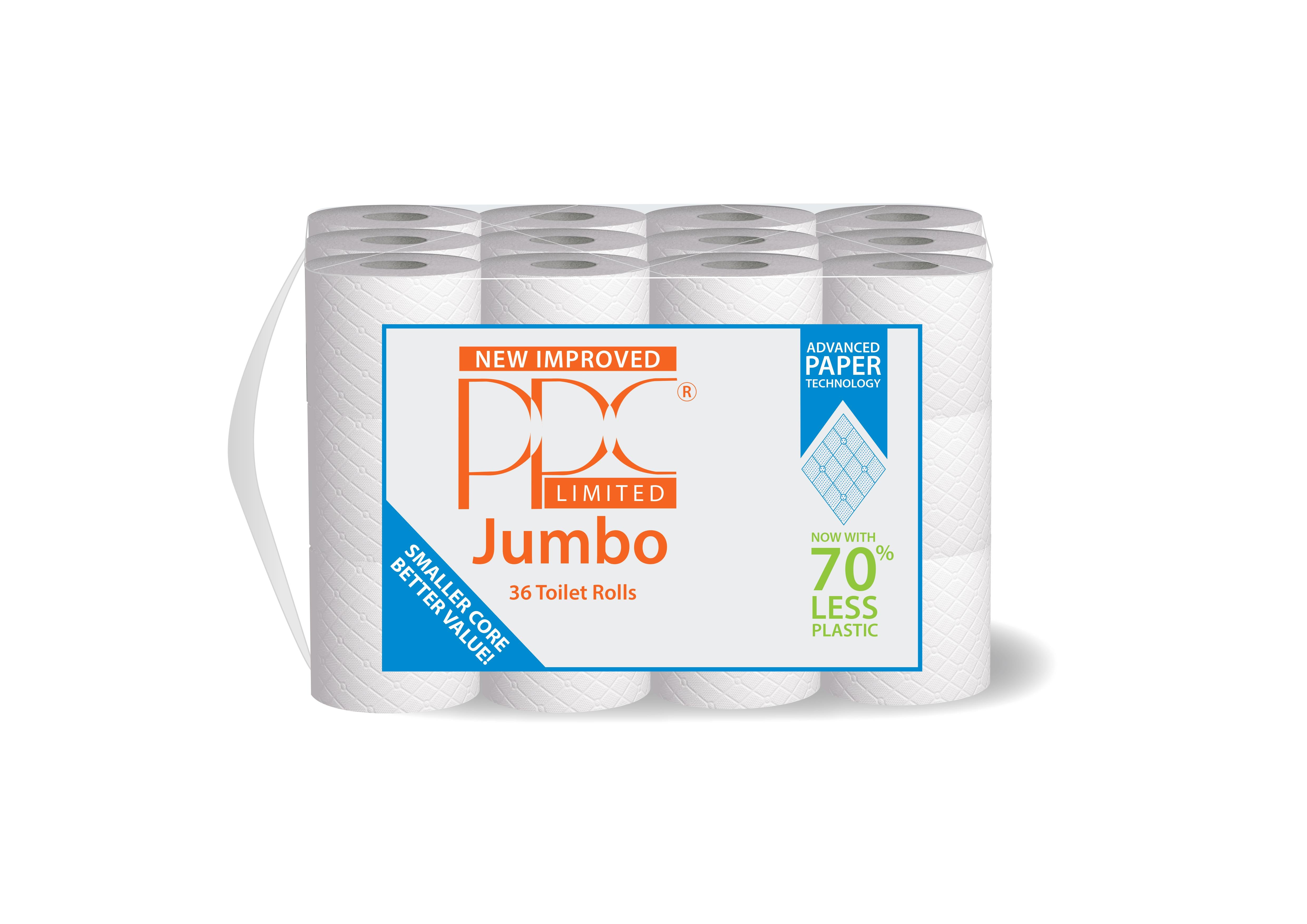 72 Rolls PPC Jumbo 2ply 11160 Sheets Bathroom Luxury Quilted Toilet Rolls (2*36pk) 72 Rolls PPC Jumbo 2ply 11160 Sheets Bathroom Luxury Quilted Toilet Rolls (2*36pk)